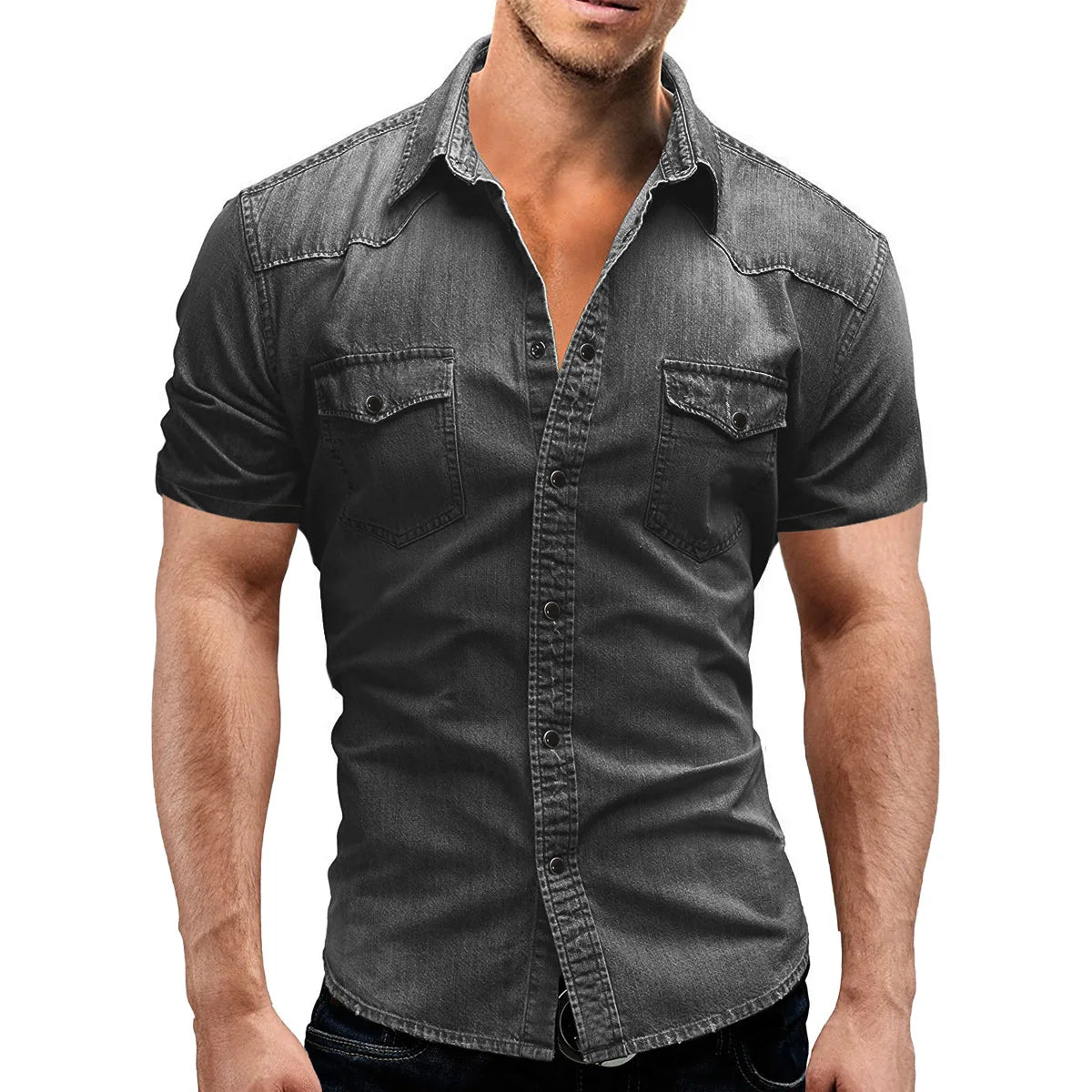 👕 KK BRAND MEN’S DENIM SHORT SLEEVE SHIRT –STREET STYLE ESSENTIAL |  2025