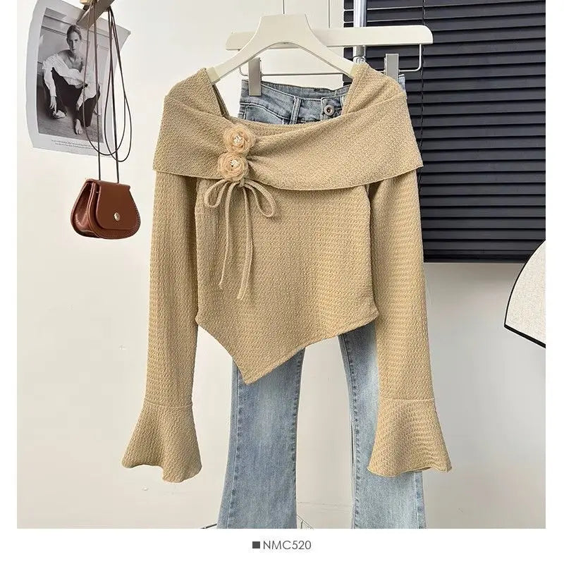 ☀️ KK BRAND SLASH NECK BATWING CROP TOP – SHIRT.EFFORTLESS ELEGANCE. SOFT STRETCH. BREEZY CHARM.| 2025