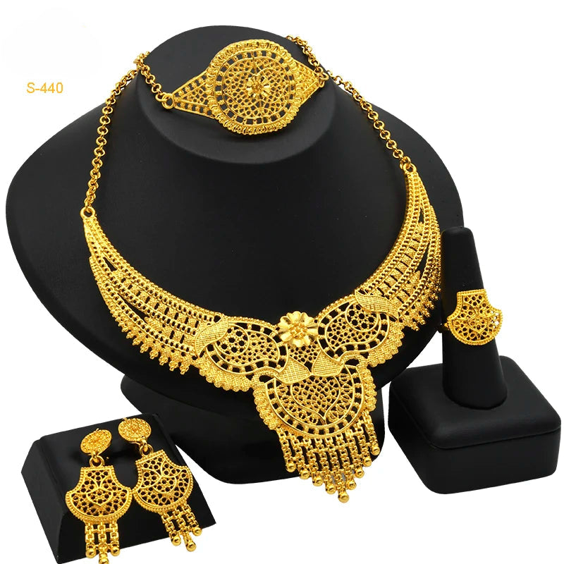 ✨ Women’s Gold Bohemian Jewelry Set – BY KK BRAND Dubai Wedding Collection (4-Piece Set) |2025