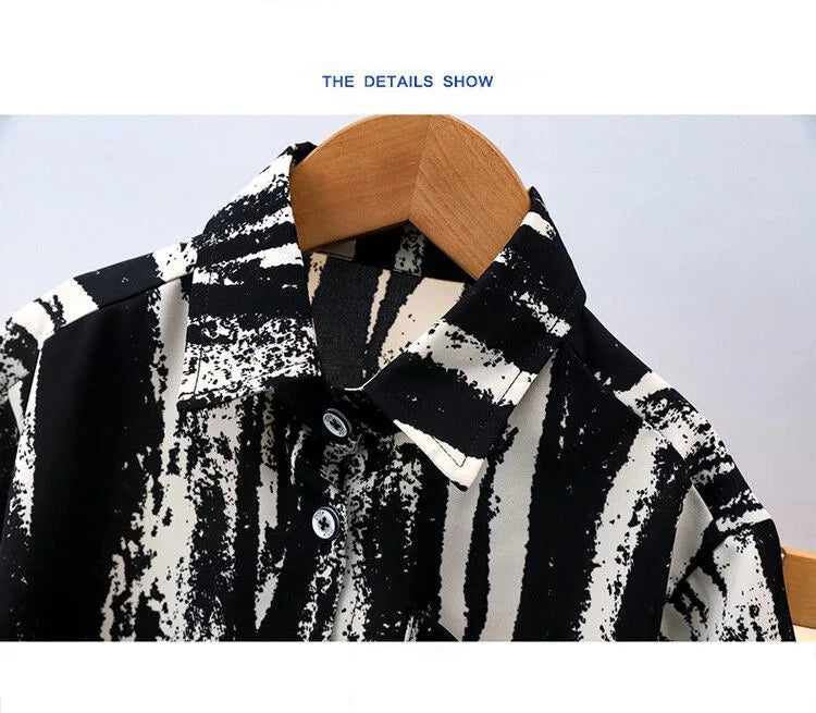 🎨 KK BRAND BOYS’ MULTI-COLOR CONTRAST PRINTED SHIRT & SHORTS SET (4–6 YEARS) | 2025