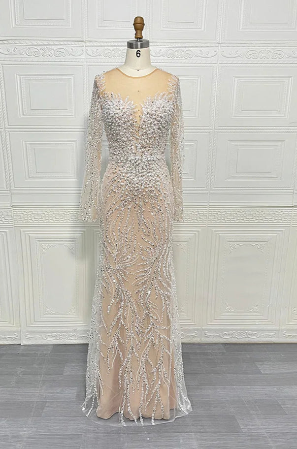 ✨ KK BRAND | ELEGANT BEADED SILK WASHING WEAR EVENING GOWN – WOMEN’S FORMAL TULLE MASTERPIECE | 2025