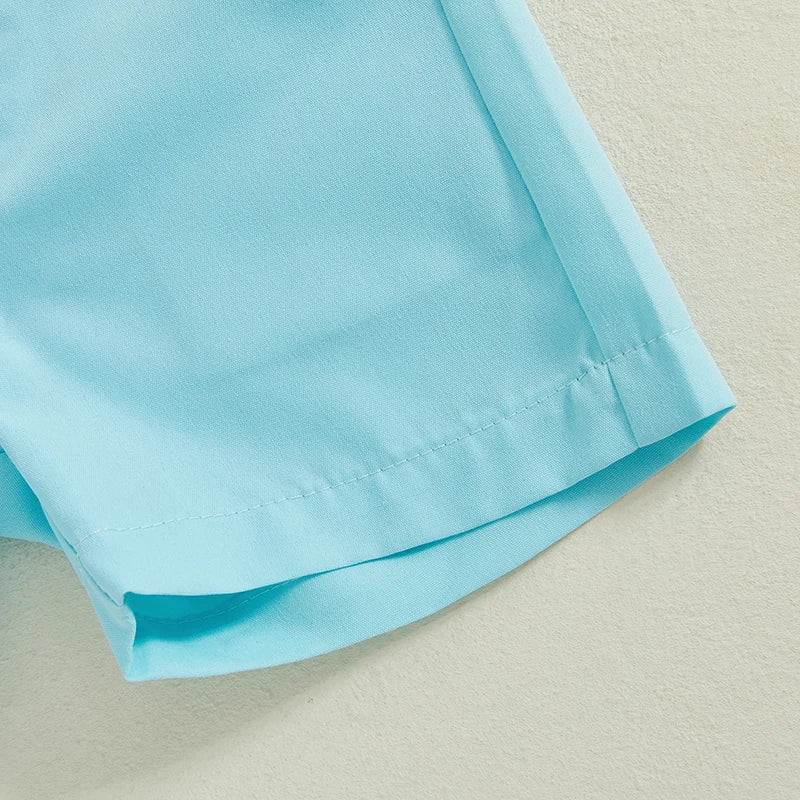 Baby Boys' Easter 2-Piece Outfit – Rabbit & Carrot Print Shirt with Solid Shorts (Light Green) By KK BRAND | 2025