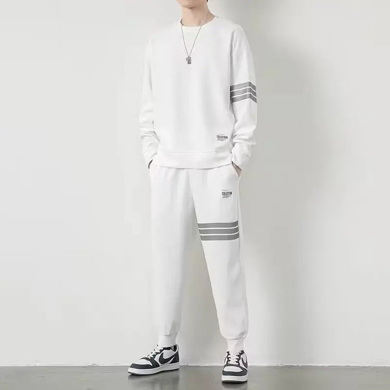 ✨ KK BRAND MEN’S WHITE STRIPE TRACK SUIT SET | COTTON WARM BLEND |  2025 EDITION