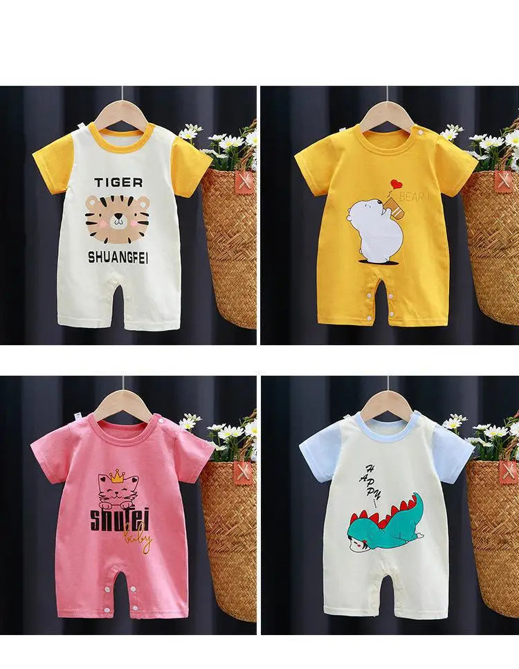 White Contrast Cartoon Romper – Spring &amp; Autumn Edition  By KK BRAND – For Your Little One’s Everyday Adventures 2025