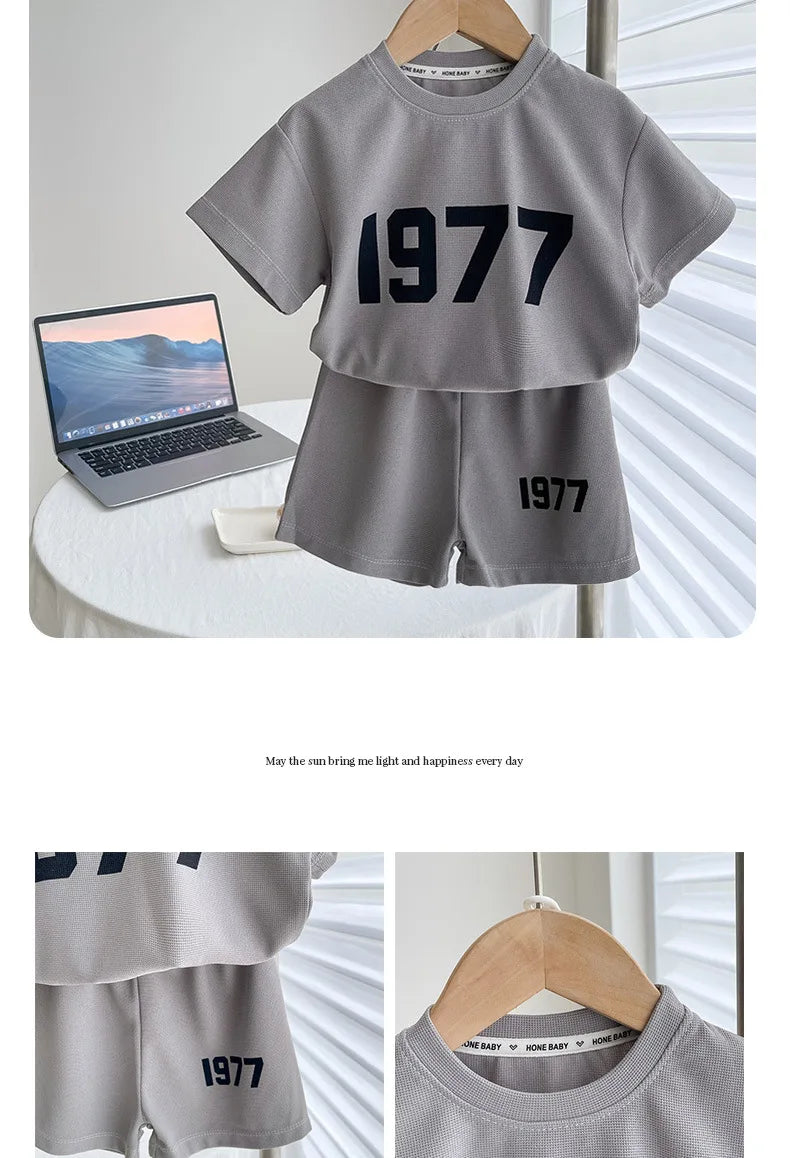 🔤 KK BRAND BOYS' LETTER PRINT 2-PIECE CASUAL SUMMER SET (1–3 YEARS) | 2025