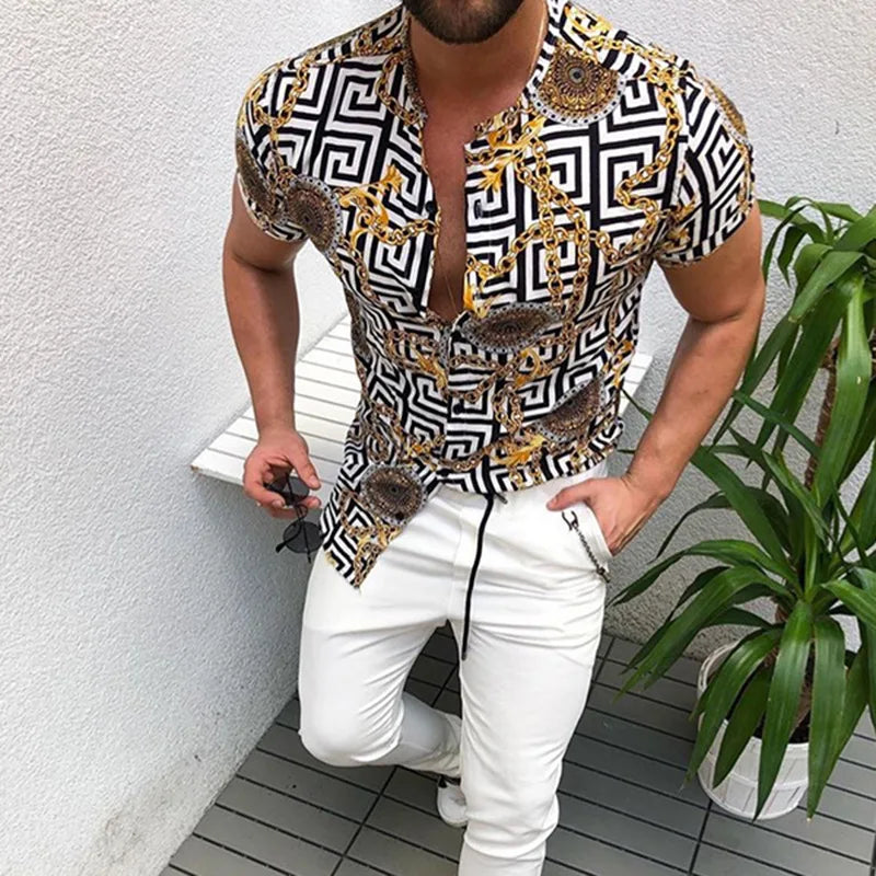 ✨ KK BRAND 3D MULTI-COLOR PRINTED HALF-SLEEVE SHIRT FOR MEN | SUMMER 2025