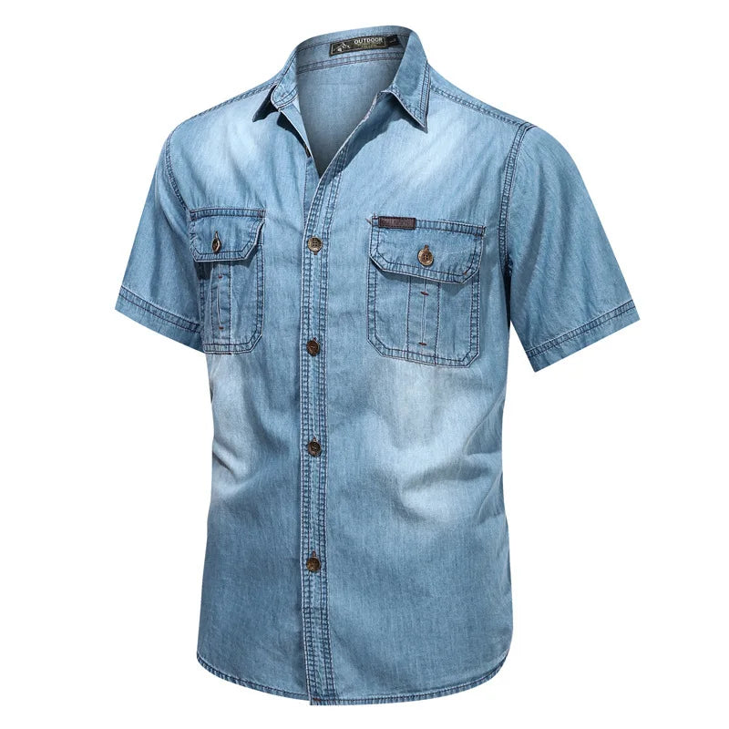 👕 KK BRAND MEN’S HALF SLEEVE DENIM SHIRT – SUMMER | COTTON DENIM | CONTRAST COLOR SUMMER STAPLE | 2025 EDITION