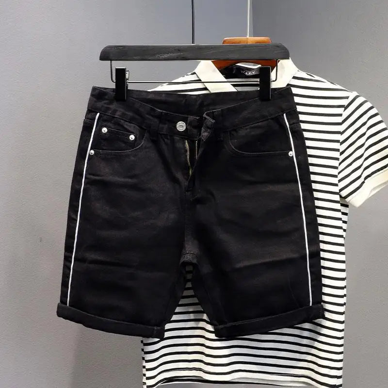 Slim Fit Striped Denim Shorts – Casual & Fashionable for Everyday Wear!