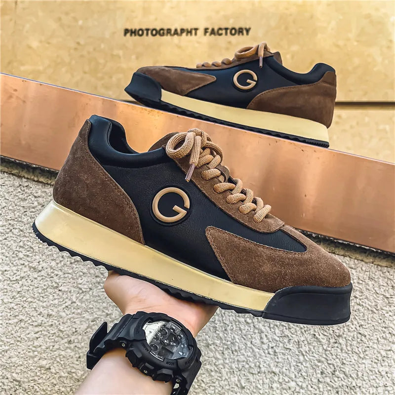 Men's Dark Brown Fur Casual Joggers – Height Increasing Comfort Shoes | KK BRAND 2025