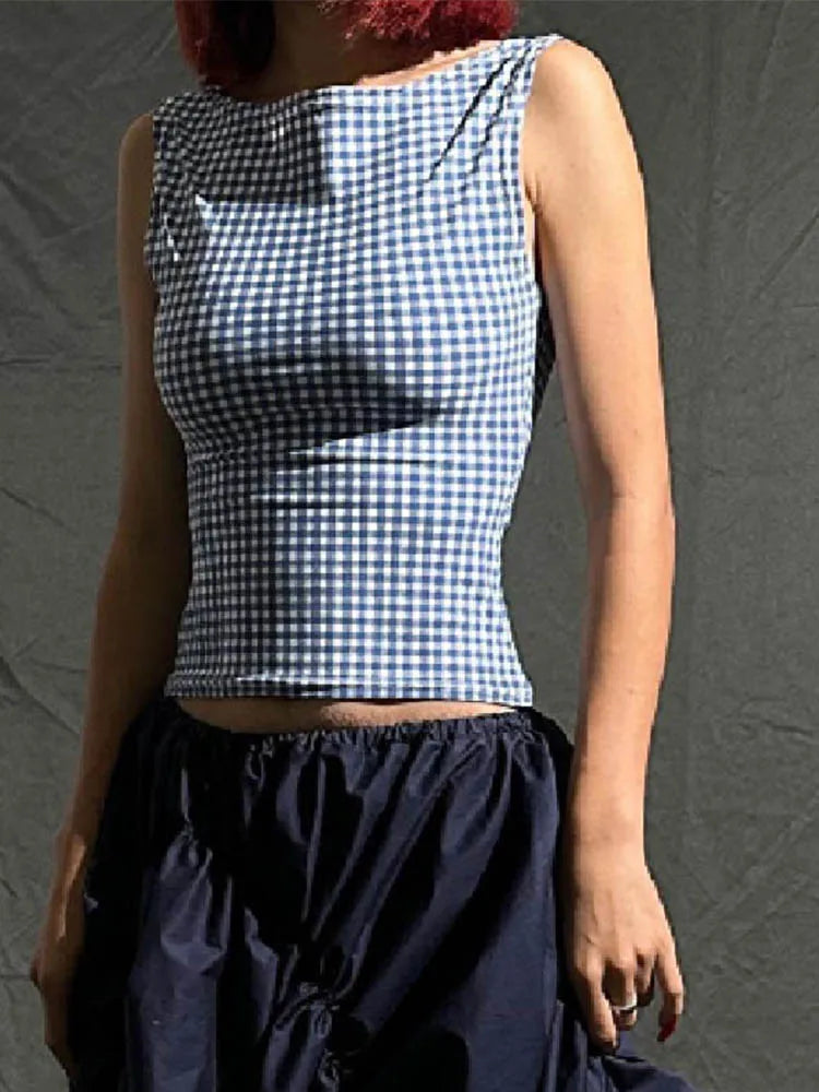 BY KK BRAND – Check Design Cotton Top | Summer & Streetwear Edit | 2025