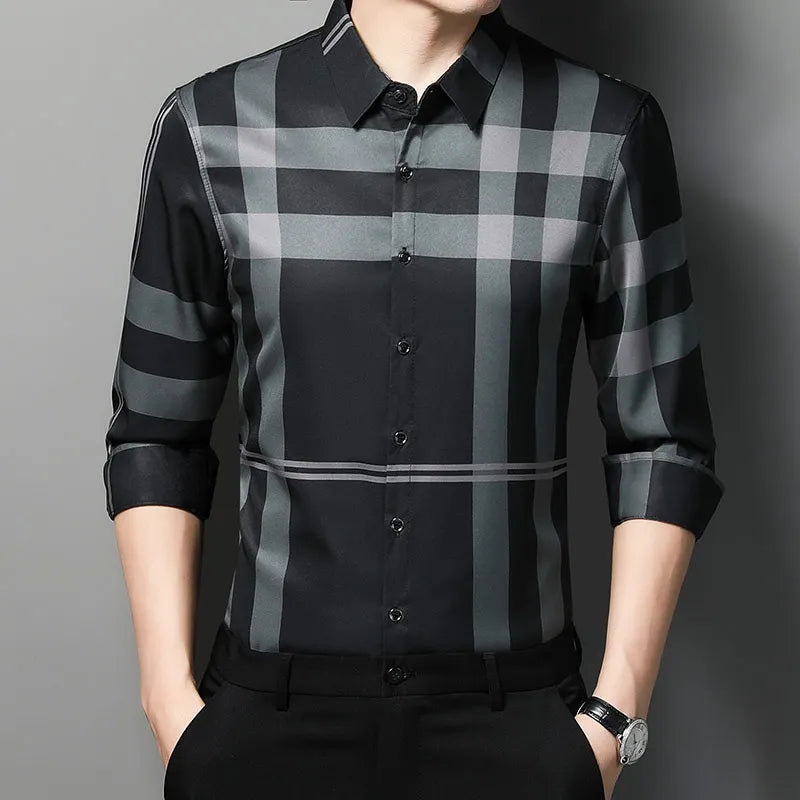✨ BY KK BRAND MEN’S STRIPED CHECKERED SHIRT – ALL SEASONS  SHARP BROADCLOTH TEXTURE | MODERN CHECKERED STYLE | 2025