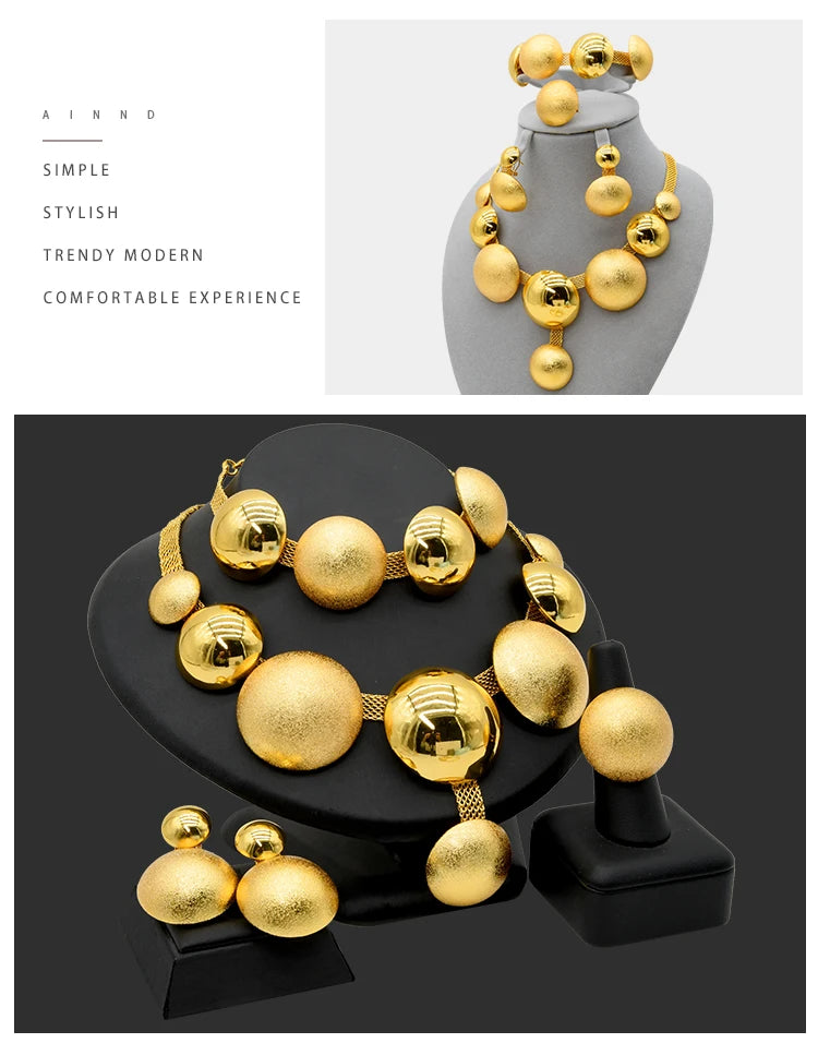 ✨ Women’s Gold Bohemian Jewelry Set – BY KK BRAND Dubai Wedding Collection (4-Piece Set) |2025