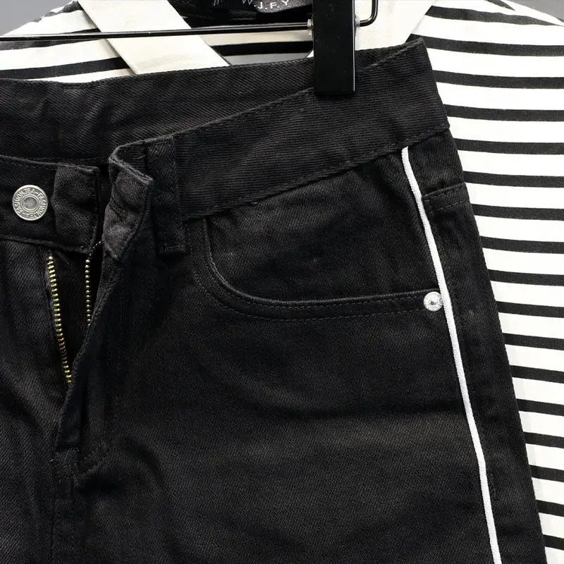 Slim Fit Striped Denim Shorts – Casual & Fashionable for Everyday Wear!