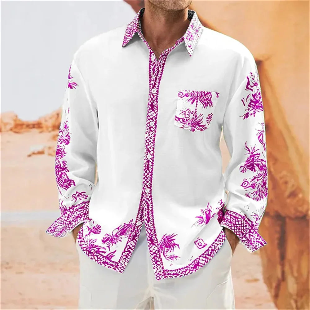 ✨ KK BRAND | MEN’S WHITE DIGITAL PRINT PARTY SHIRT  | 3D DIGITAL PRINT | BROADCLOTH COMFORT FIT– ALL SEASONS 2025