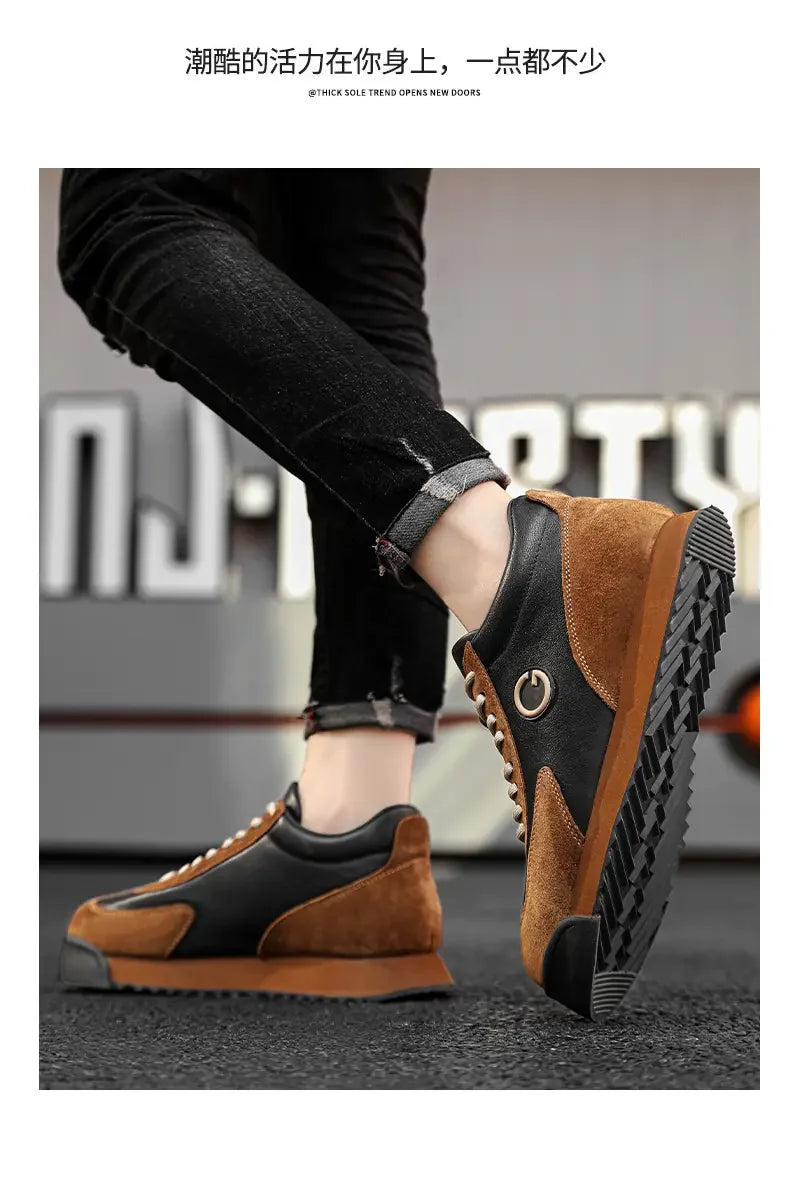 Men's Dark Brown Fur Casual Joggers – Height Increasing Comfort Shoes | KK BRAND 2025