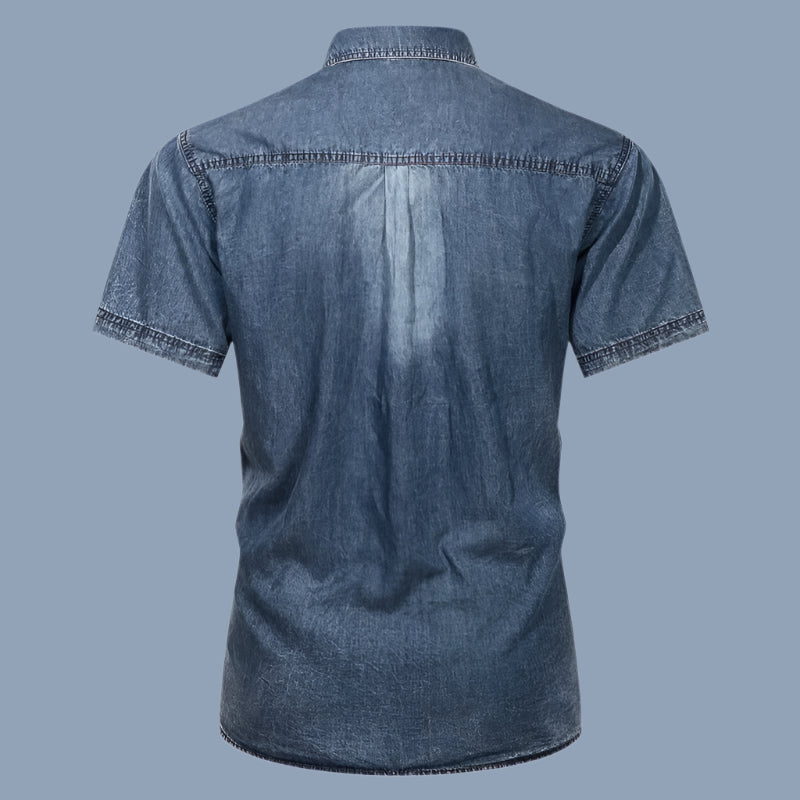 👕 KK BRAND MEN'S HALF SLEEVE DENIM SHIRT | 2 FRONT POCKETS | CASUAL BUTTON-UP STYLE – 2025 COLLECTION