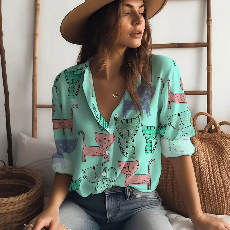 ✨ KK BRAND MULTI-CONTRAST 3D PRINTED LONG SLEEVE SHIRT FOR GIRLS | 2025