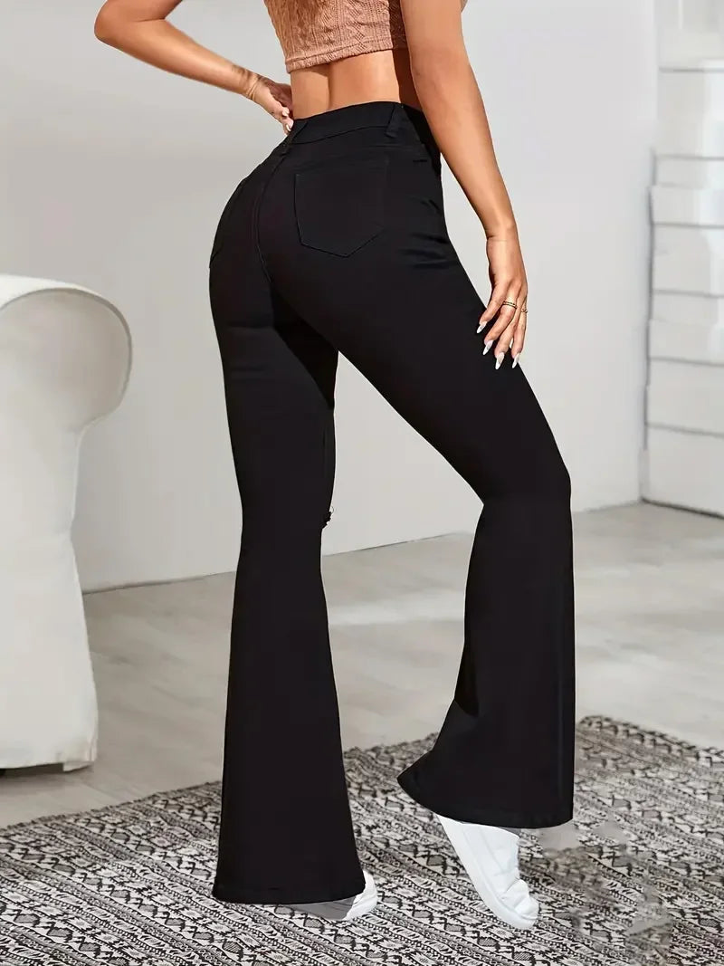 KK BRAND – Women’s Vintage High-Waist Flare Jeans | All-Season Bell Bottom Style | 2025