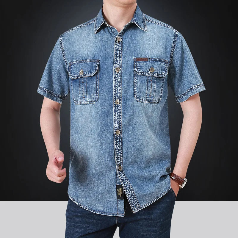 👕 KK BRAND MEN’S HALF SLEEVE DENIM SHIRT – SUMMER | COTTON DENIM | CONTRAST COLOR SUMMER STAPLE | 2025 EDITION