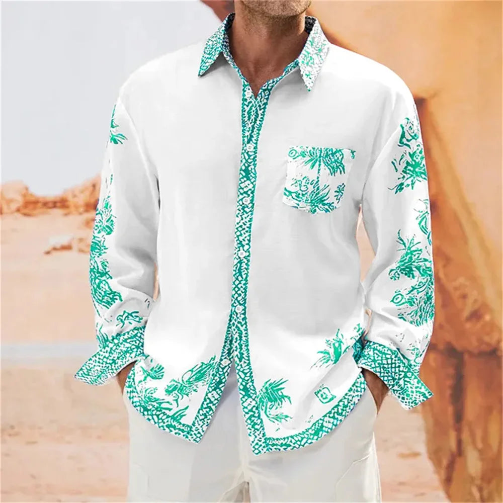 ✨ KK BRAND | MEN’S WHITE DIGITAL PRINT PARTY SHIRT  | 3D DIGITAL PRINT | BROADCLOTH COMFORT FIT– ALL SEASONS 2025