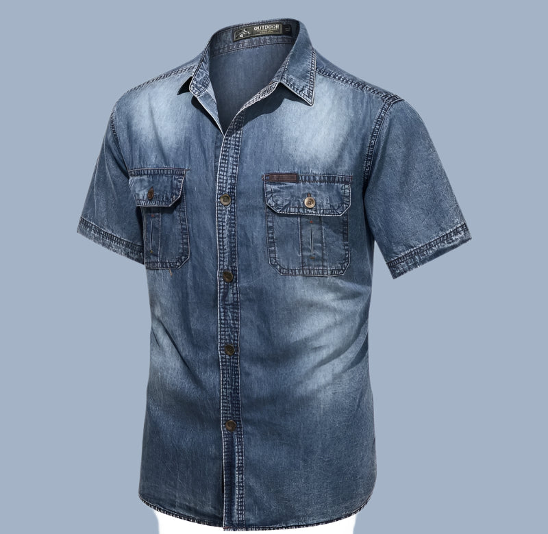 👕 KK BRAND MEN'S HALF SLEEVE DENIM SHIRT | 2 FRONT POCKETS | CASUAL BUTTON-UP STYLE – 2025 COLLECTION