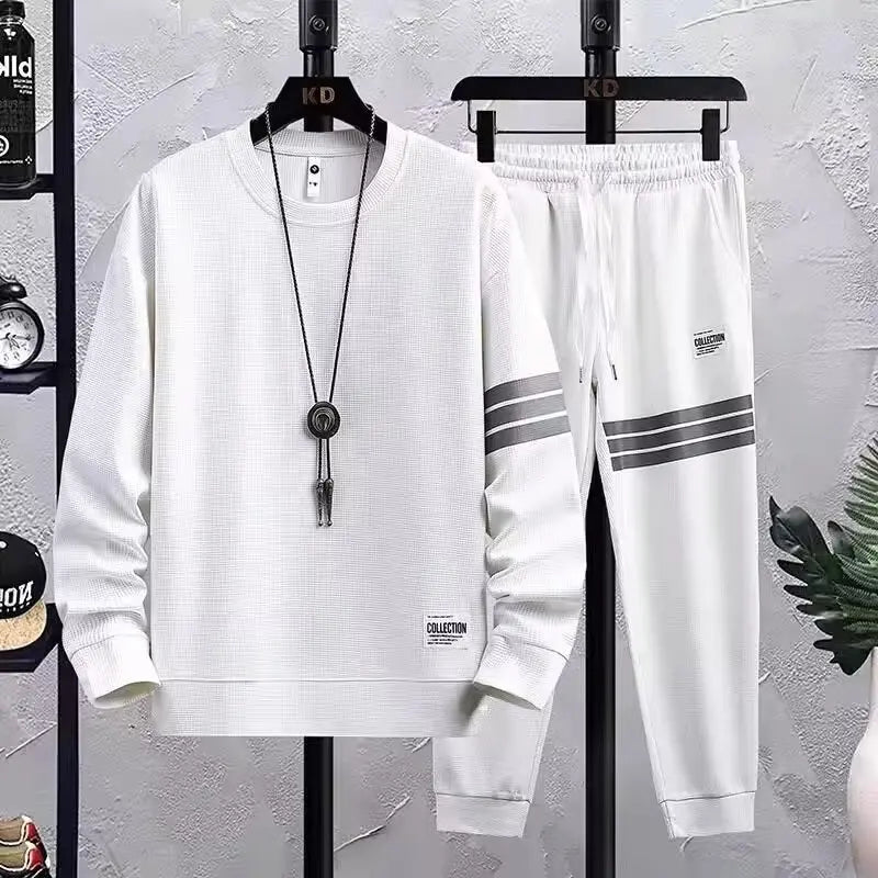 ✨ KK BRAND MEN’S WHITE STRIPE TRACK SUIT SET | COTTON WARM BLEND |  2025 EDITION