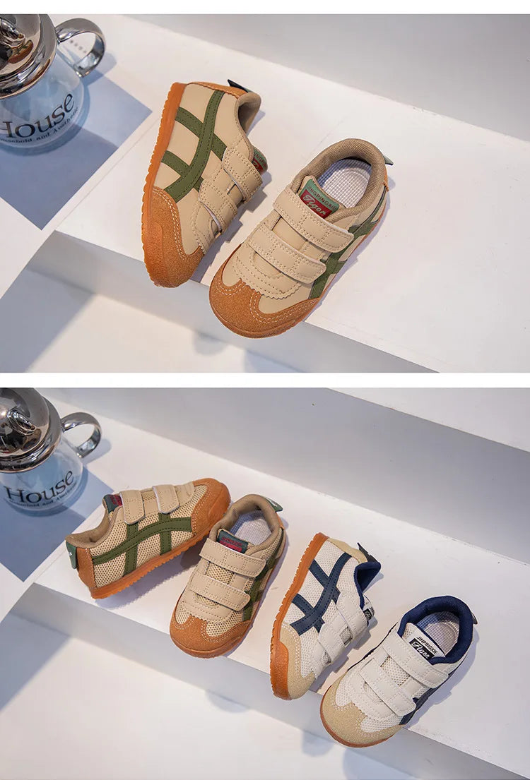 KK BRAND Kids' Premium Leather Anti-Slip Winter Sneakers – Geometric Design for Boys & Girls Children's Sports Shoes – 2025