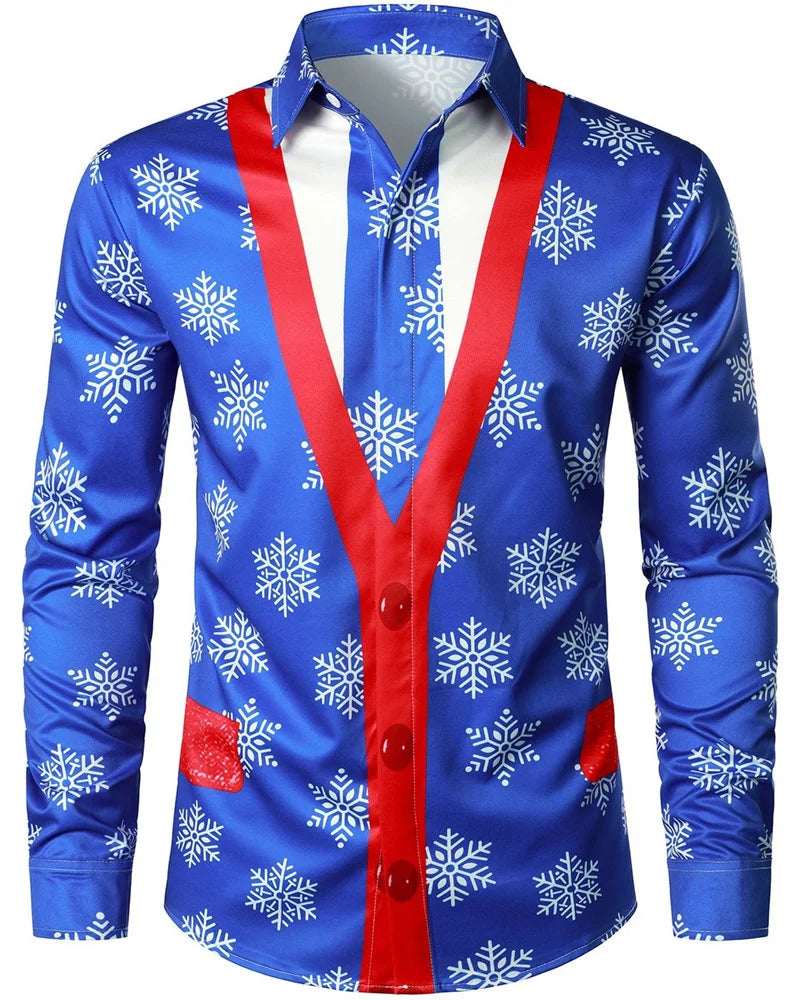 ✨ KK BRAND CONTRAST COLOR 3D PRINTED DRESS SHIRT FOR MEN | DIGITAL RED-WHITE-BLUE PRINT | PC COTTON COMFORT FABRIC | FOUR SEASONS | 2025
