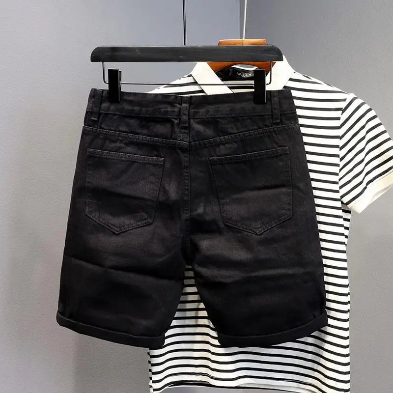 Slim Fit Striped Denim Shorts – Casual & Fashionable for Everyday Wear!