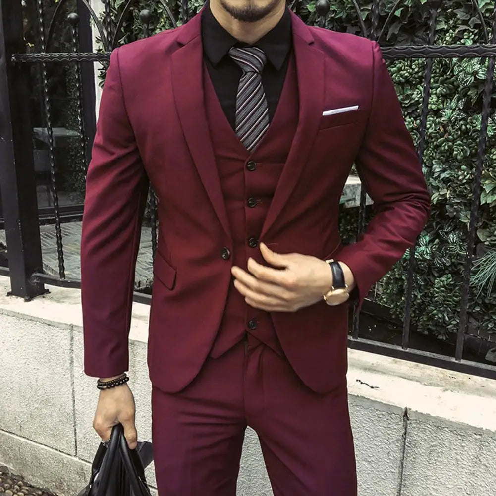 💼 KK BRAND Men’s 3-Piece Formal Suit – Slim Fit Elegance for Business & Special Occasions | 2025
