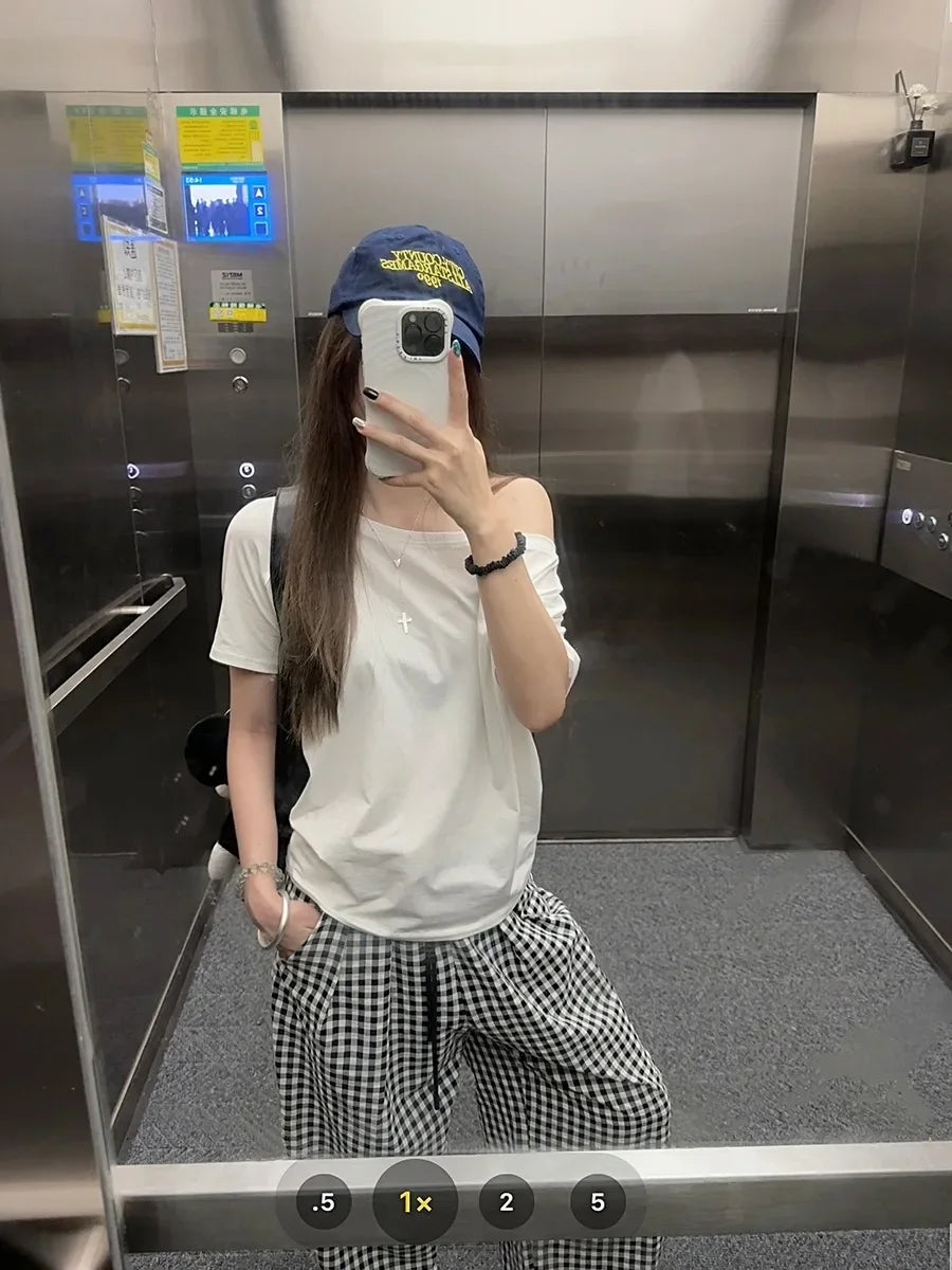 BY KK BRAND – Women's Skew Collar Chic T-Shirt | Summer All-Match Edition | 2025