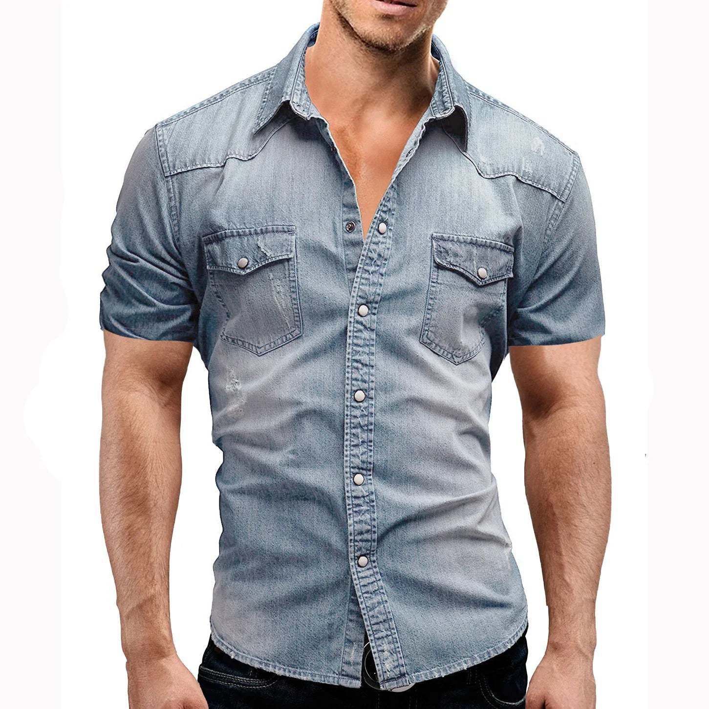 👕 KK BRAND MEN’S DENIM SHORT SLEEVE SHIRT –STREET STYLE ESSENTIAL |  2025