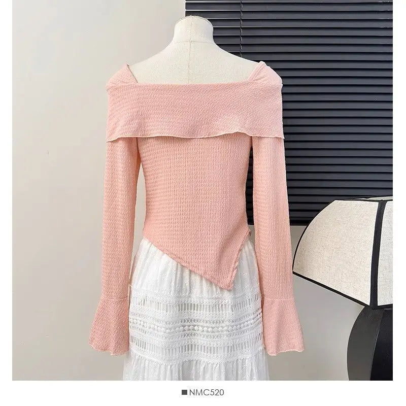 ☀️ KK BRAND SLASH NECK BATWING CROP TOP – SHIRT.EFFORTLESS ELEGANCE. SOFT STRETCH. BREEZY CHARM.| 2025