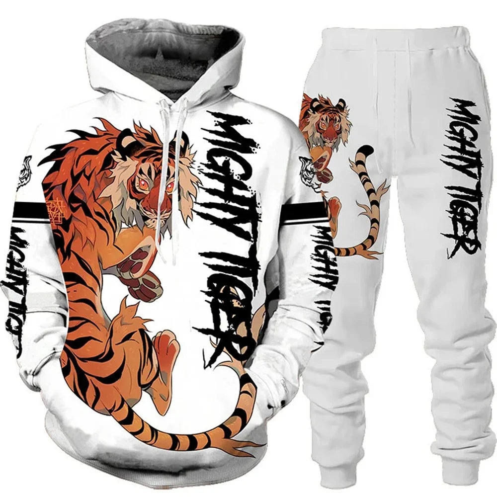 ✨ KK BRAND | 3D TIGER PRINT HOODED TRACKSUIT FOR MEN | HIGH-DEFINITION DIGITAL PRINT | FLEECE COMFORT | AUTUMN/WINTER | 2025