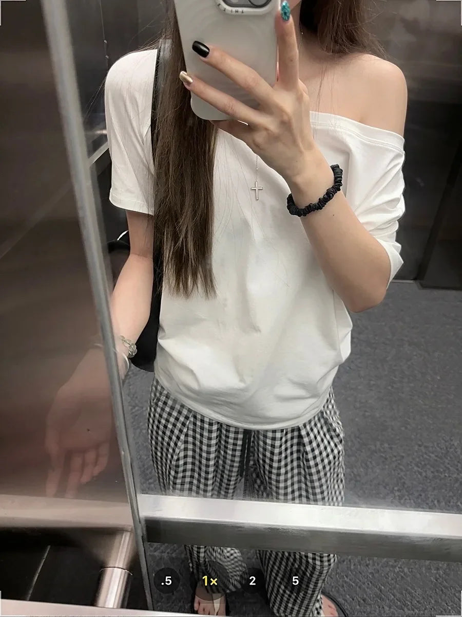 BY KK BRAND – Women's Skew Collar Chic T-Shirt | Summer All-Match Edition | 2025