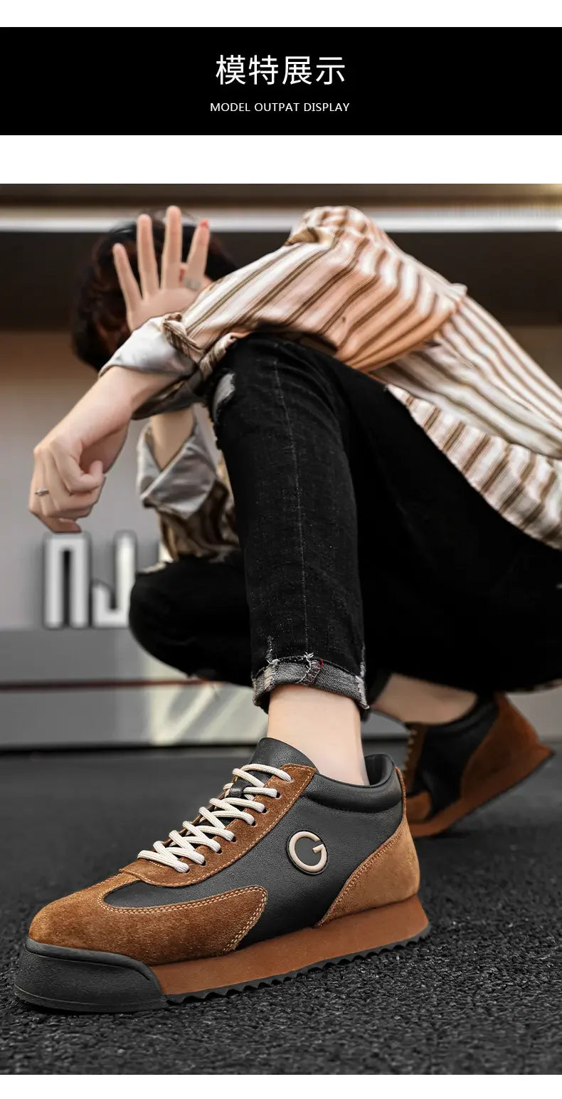 Men's Dark Brown Fur Casual Joggers – Height Increasing Comfort Shoes | KK BRAND 2025