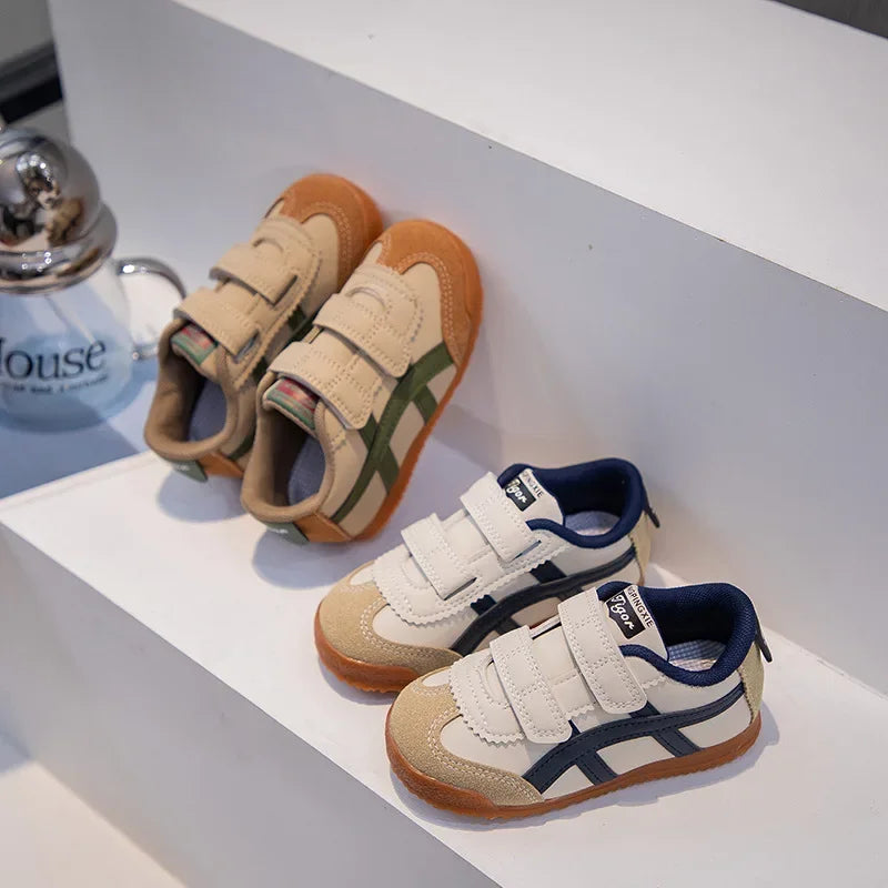 KK BRAND Kids' Premium Leather Anti-Slip Winter Sneakers – Geometric Design for Boys & Girls Children's Sports Shoes – 2025