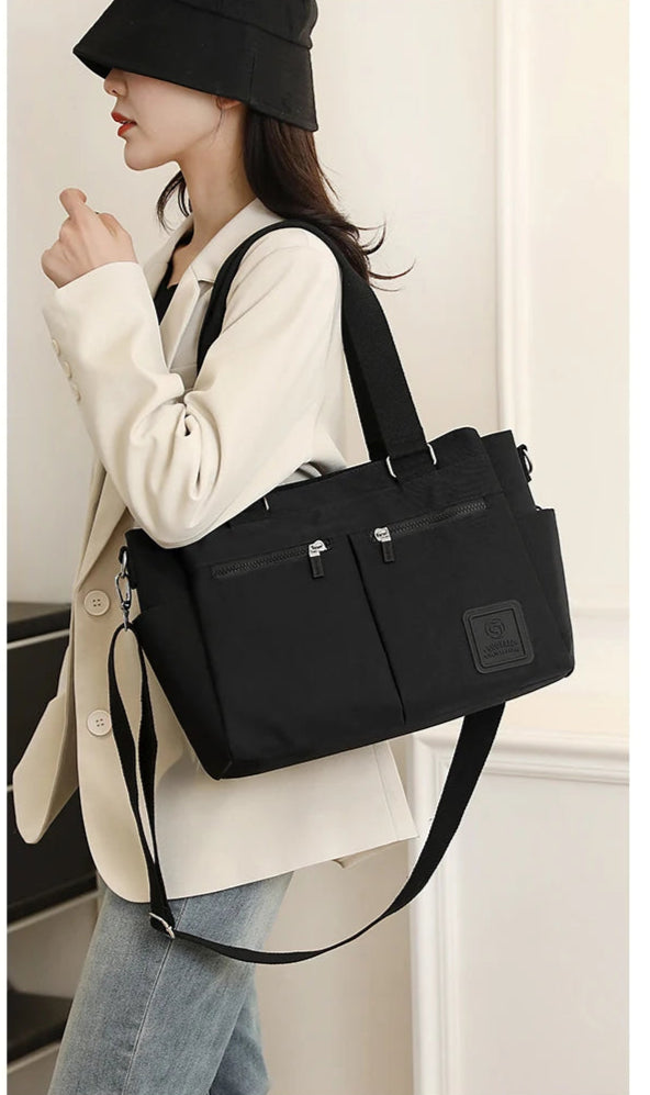 👜 KK BRAND – Leather-Nylon Shoulder Tote Bag Where Elegance Meets Everyday Function 2025