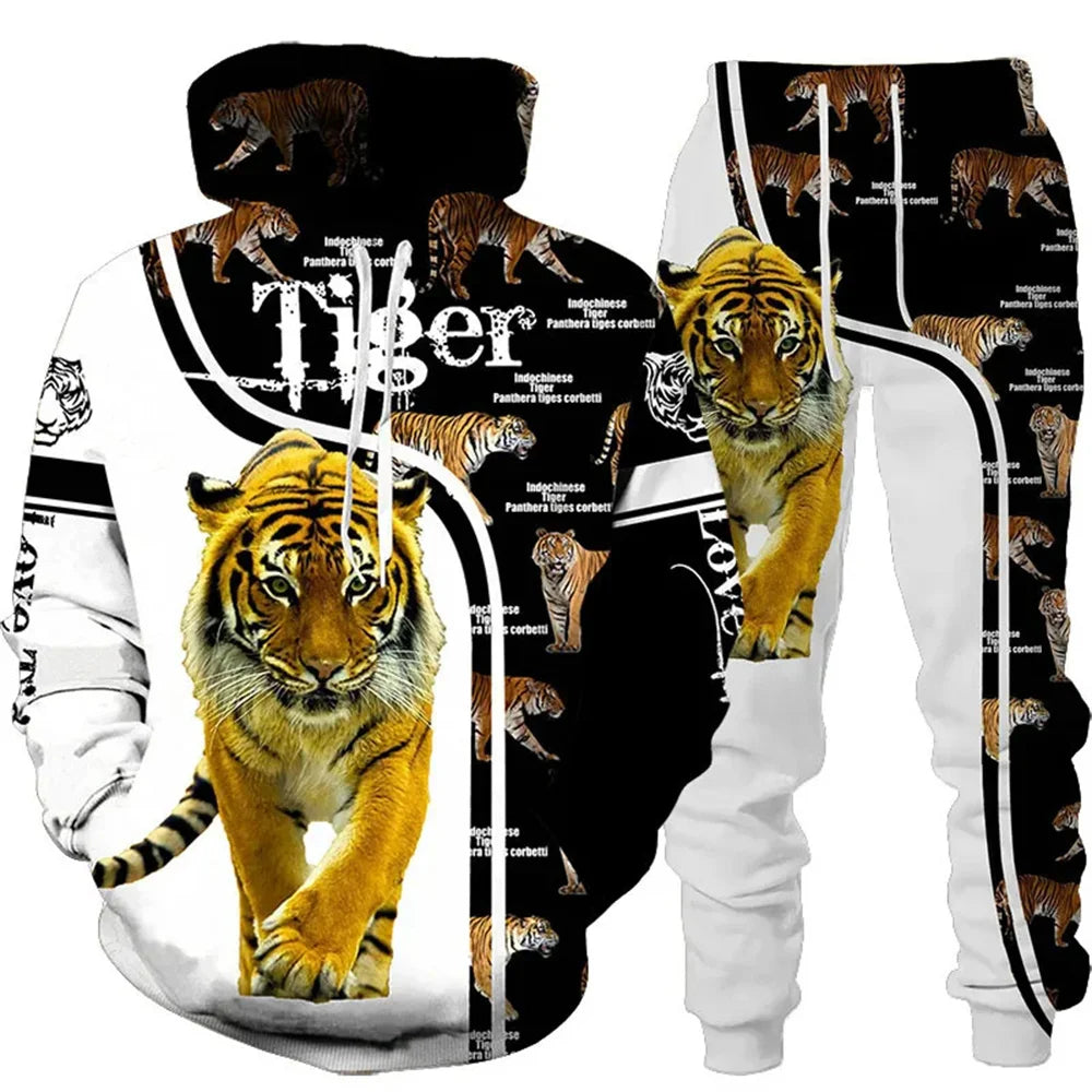 ✨ KK BRAND | 3D TIGER PRINT HOODED TRACKSUIT FOR MEN | HIGH-DEFINITION DIGITAL PRINT | FLEECE COMFORT | AUTUMN/WINTER | 2025
