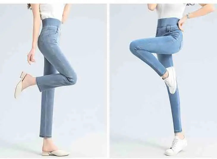✨ KK BRAND HIGH-WAISTED STRETCH DENIM JEANS FOR WOMEN | SPRING 2025