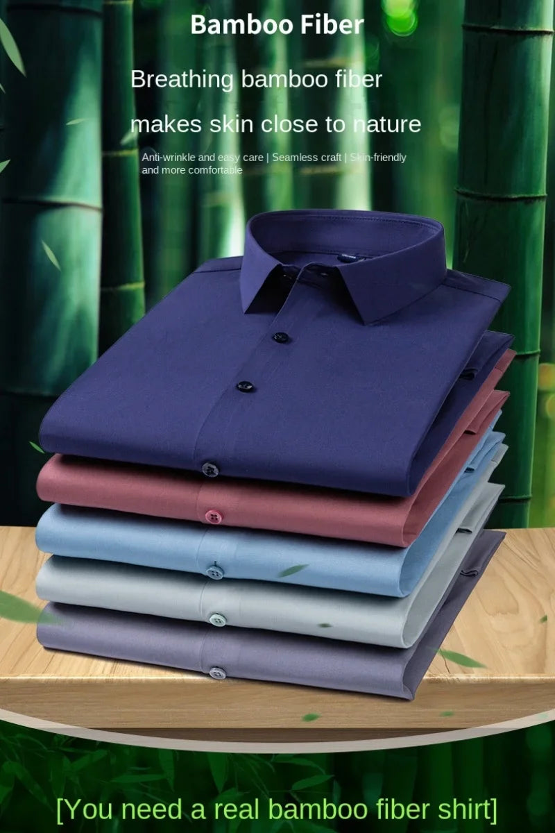 KK BRAND – Men’s Seamless Smart Casual Dress Shirt | Non-Iron Microfiber Cotton | Spring Office Style 2025