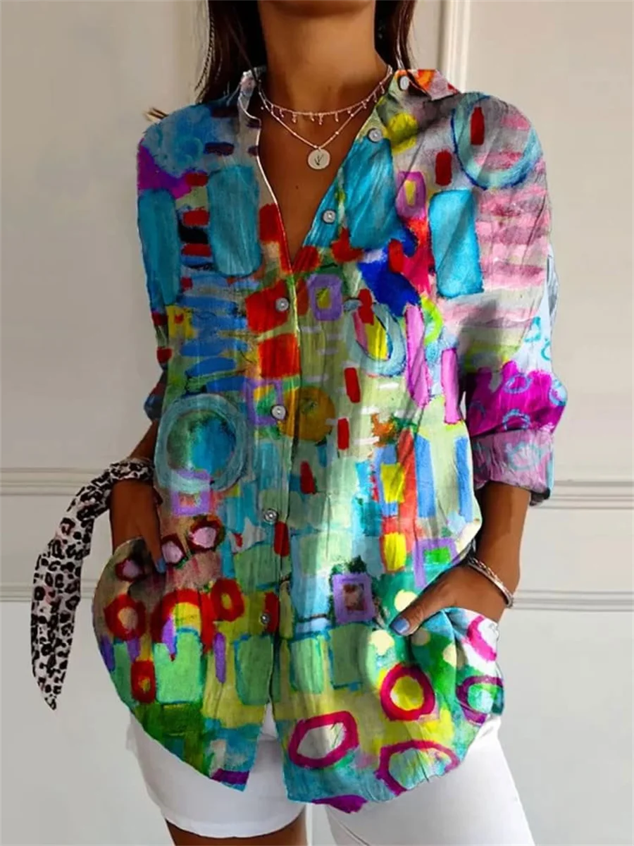 ✨ KK BRAND – Digital Multi-Printed Women's Casual Shirt ✨ FASHION OF 2025 COLLECTION DIGITAL 3D PRINTED SHIRT