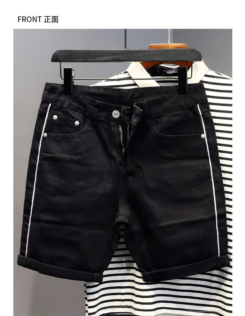 Slim Fit Striped Denim Shorts – Casual & Fashionable for Everyday Wear!