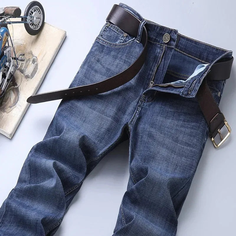 KK BRAND – Men’s Loose Fit Stretch Denim Jeans (Blue) Comfort Meets Confidence – Perfect for Spring  Summer Business Casual 2025