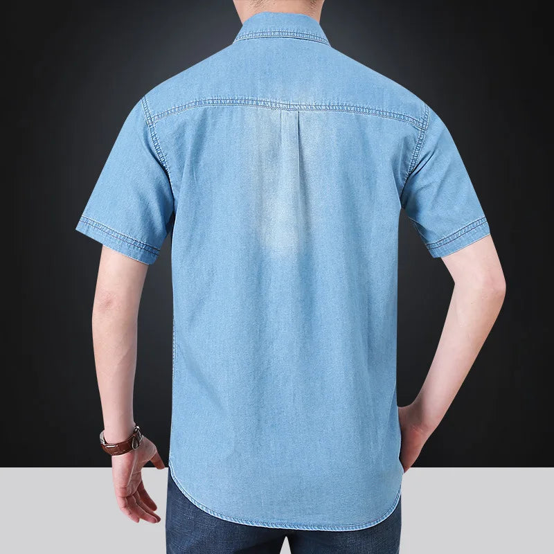 👕 KK BRAND MEN’S HALF SLEEVE DENIM SHIRT – SUMMER | COTTON DENIM | CONTRAST COLOR SUMMER STAPLE | 2025 EDITION
