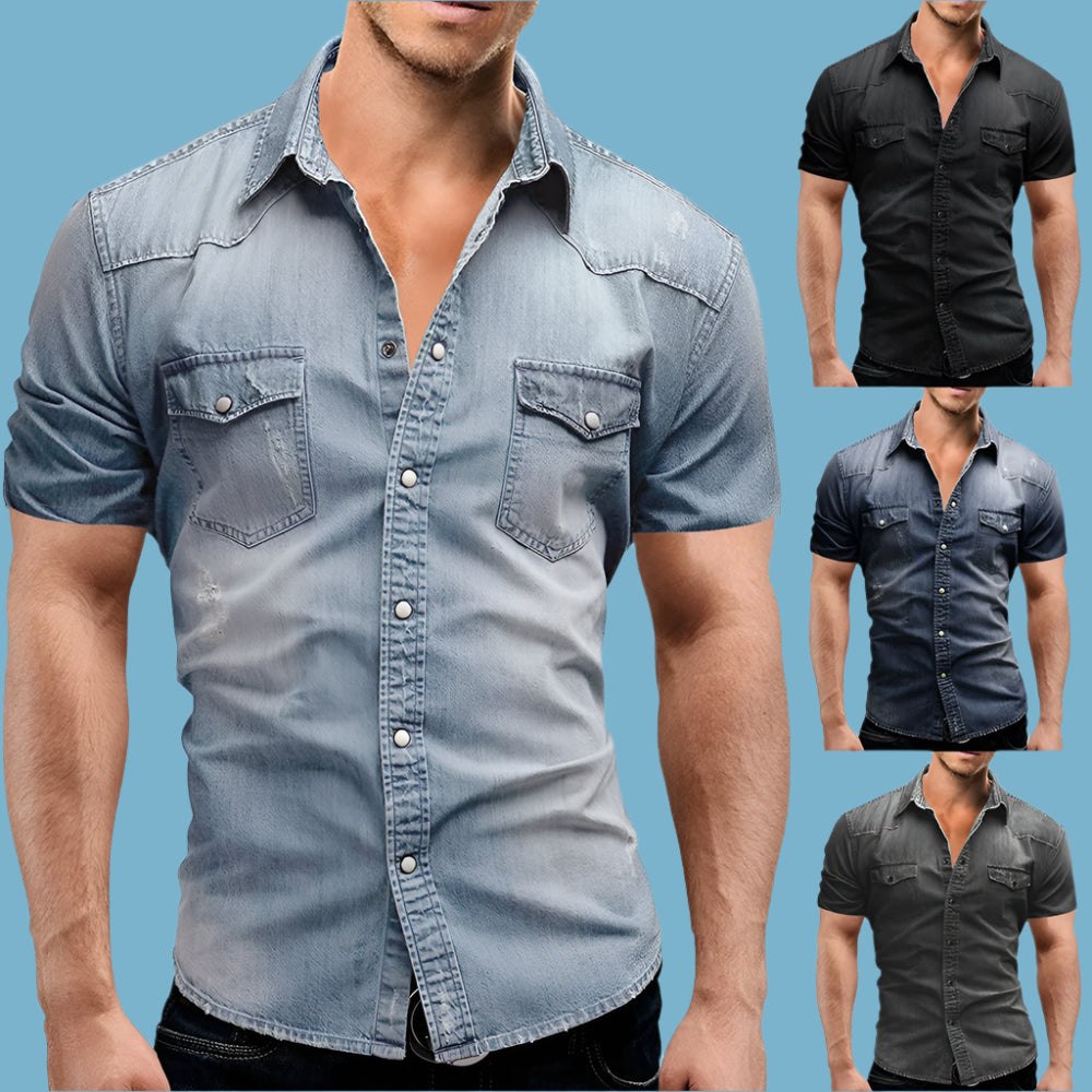 👕 KK BRAND MEN’S DENIM SHORT SLEEVE SHIRT –STREET STYLE ESSENTIAL |  2025