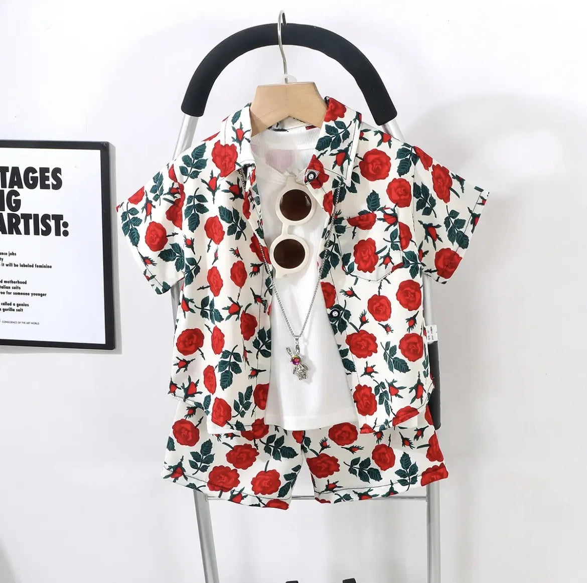 🎨 KK BRAND BOYS’ MULTI-COLOR CONTRAST PRINTED SHIRT & SHORTS SET (4–6 YEARS) | 2025