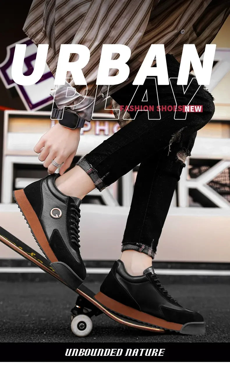 Men's Dark Brown Fur Casual Joggers – Height Increasing Comfort Shoes | KK BRAND 2025