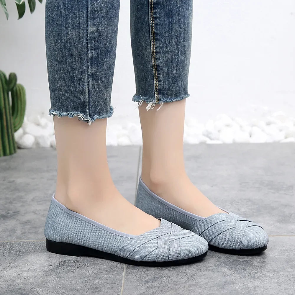 KK BRAND | Women's Pointed Toe Cotton Fabric Flats – Lightweight Elegance for Everyday Wear |2025