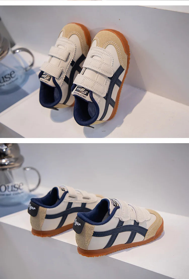 KK BRAND Kids' Premium Leather Anti-Slip Winter Sneakers – Geometric Design for Boys & Girls Children's Sports Shoes – 2025